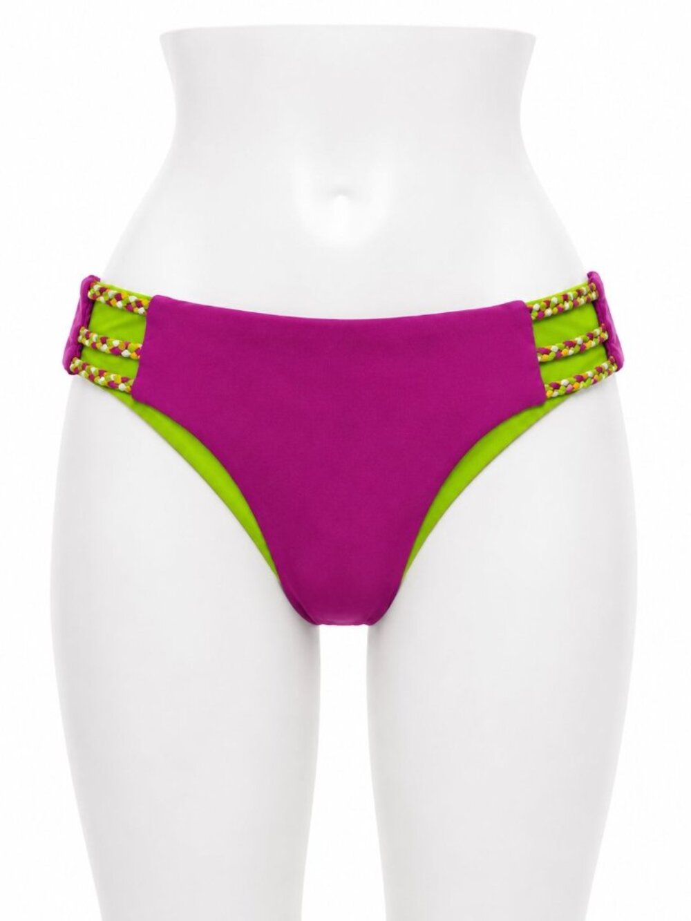 Becca By Rebecca Womens Virtue Reversible Bikini Bottoms Pink Green Size Small